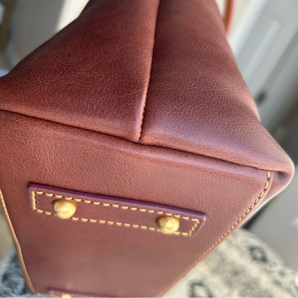 Dooney & Bourke Chestnut Brown Leather Hobo with Tan Handle - Picture 9 of 12